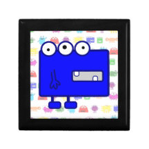 Cute Blue Cartoon Monster Keepsake Box