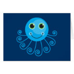 Cute Blue Cartoon Octopus Greeting Card