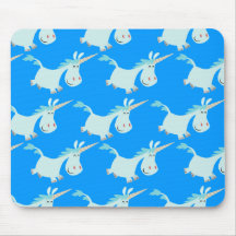 Cute Blue Cartoon Unicorn Herd!! mousepad