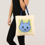Cute Blue Cat Cartoon Tote Bag