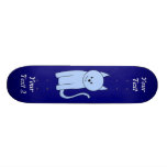 Cute Blue Cat Cartoon Skateboard Deck