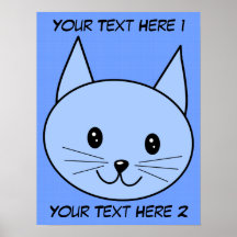 Cute Blue Cat Print