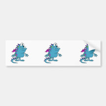 cute blue dragon monster creature bumper sticker