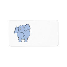 Cute Blue Elephant Cartoon. Address Label