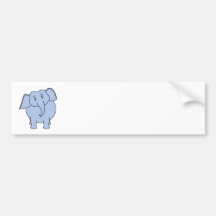 Cute Blue Elephant Cartoon. Bumper Sticker