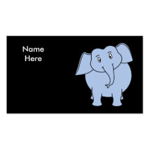 Cute Blue Elephant Cartoon. Business Card