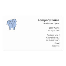 Cute Blue Elephant Cartoon. Business Card