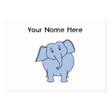 Cute Blue Elephant Cartoon. Business Card Template