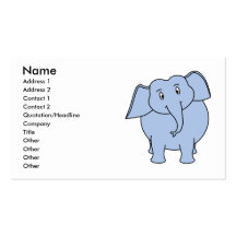 Cute Blue Elephant Cartoon. Business Cards