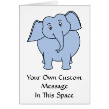 Cute Blue Elephant Cartoon. Greeting Card