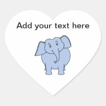 Cute Blue Elephant Cartoon. Heart Sticker