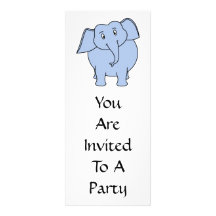 Cute Blue Elephant Cartoon. Invitations