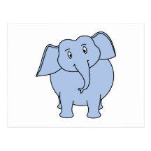 Cute Blue Elephant Cartoon. Postcard