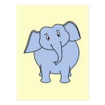 Cute Blue Elephant Cartoon. Postcards