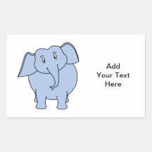 Cute Blue Elephant Cartoon. Rectangle Stickers