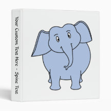 Cute Blue Elephant Cartoon. Vinyl Binder