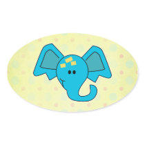 Cute Blue Elephant Face Stickers