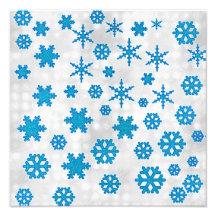 Cute Blue Glitter Snow Flakes on Snowy Background Photo Art