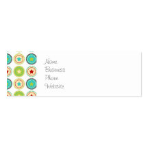 Cute Blue Green Stars inside Circles Pattern Print Business Card Template