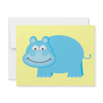 Cute Blue Hippo Personalized Announcement