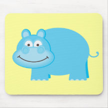 Cute Blue Hippo Mouse Pads