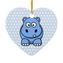 Cute Blue Hippo Christmas Ornaments