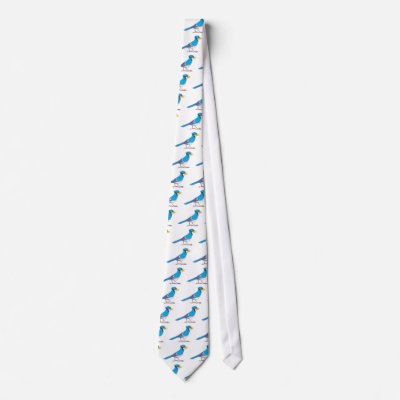 Cute Blue Jay Bird Cartoon Shirt Tie by graphicdesigner