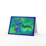 Cute blue kitty cat greeting or note card