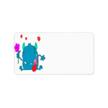 cute blue love monster address labels