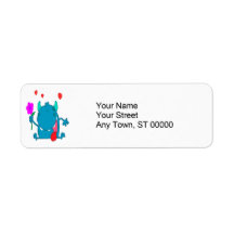 cute blue love monster return address label