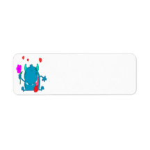 cute blue love monster return address label