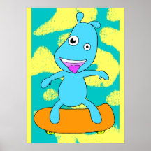cute blue monster print