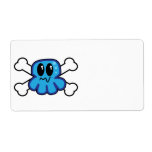 cute blue octopus and crossbones personalized shipping label