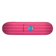 Cute blue owl pink stripes skateboard