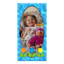 Cute blue photo frame with flower - Photo Card