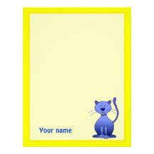 Cute Blue Smiling Cat Personalized Fun Letterhead