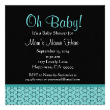 Cute Blue Stars Baby Shower Invitations