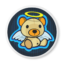Cute blue teddy bear angel magnet