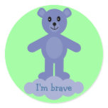 Cute Blue Teddy Bear I'm Brave Reward Stickers