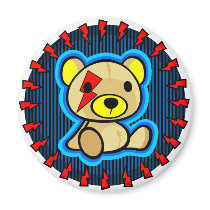 Cute blue teddy bear in rock style magnet