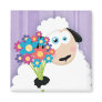 Cute Blushing Sheep Holding Flowers Magnets