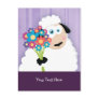 Cute Blushing Sheep Holding Flowers Postcards