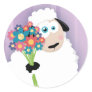 Cute Blushing Sheep Holding Flowers Stickers
