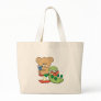 Cute Book Worm and Reading Bear Tote Bags