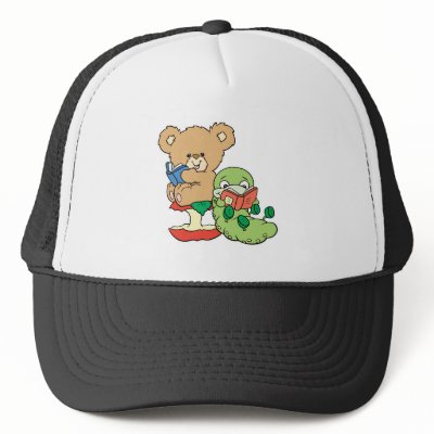 Cute Book Worm and Reading Bear Hats by doonidesigns