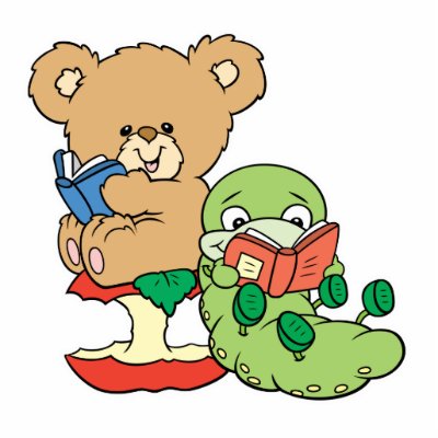 Cute Book Worm and Reading Bear Photo Cut Outs by doonidesigns