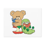 Cute Book Worm and Reading Bear Post Cards