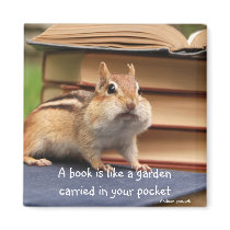 Cute Bookloving Chipmunk Magnet
