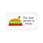 Cute Bookworm Bookplate Labels