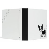 Cute Boston Terrier Cartoon Dog  - White 3 Ring Binders